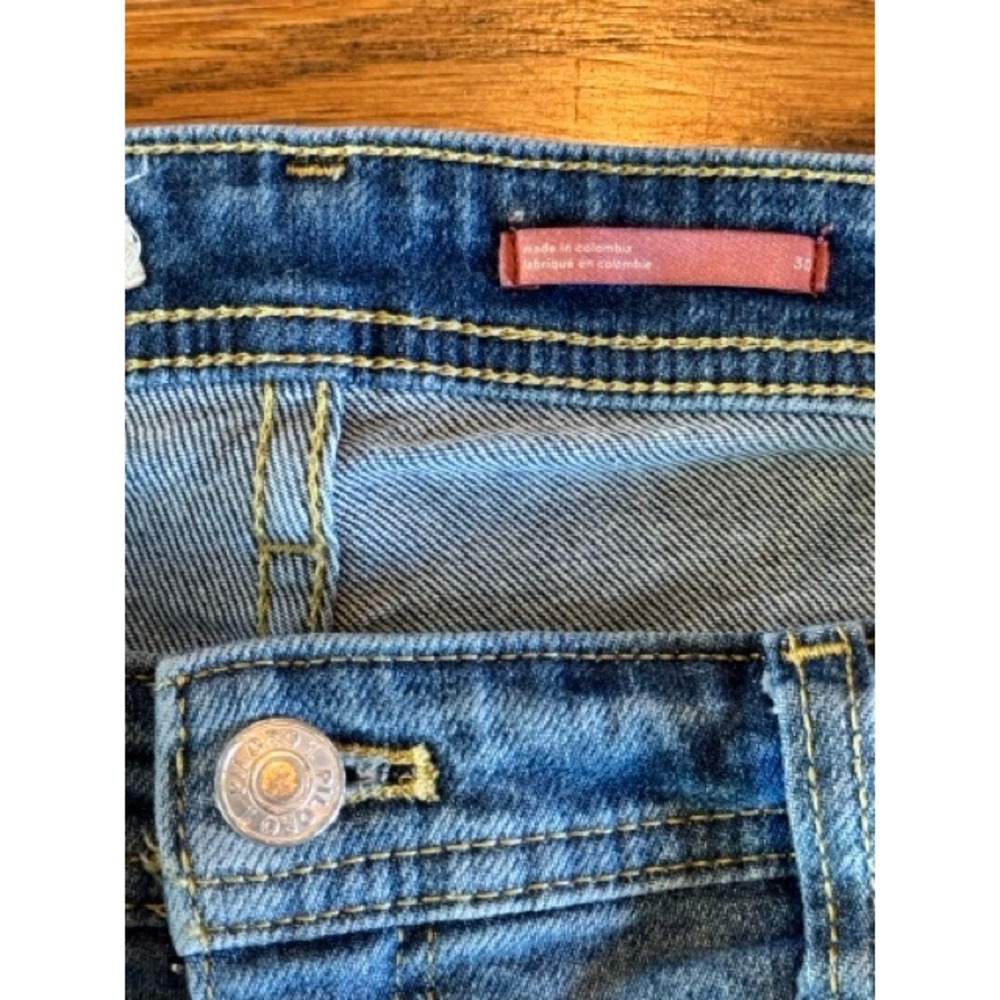 Unique Pilcro Floral Patchwork Mid Rise Straight Leg Jeans Women Sz 30 stretch - Picture 6 of 11